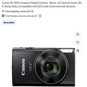 Canon IXY 650 Digital Camera - Black with Silver Lens